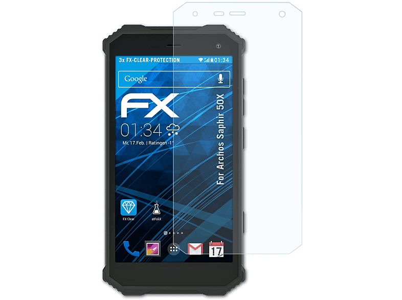 ATFOLIX 3x FX-Clear Displayschutz(für Archos Saphir 50X)
