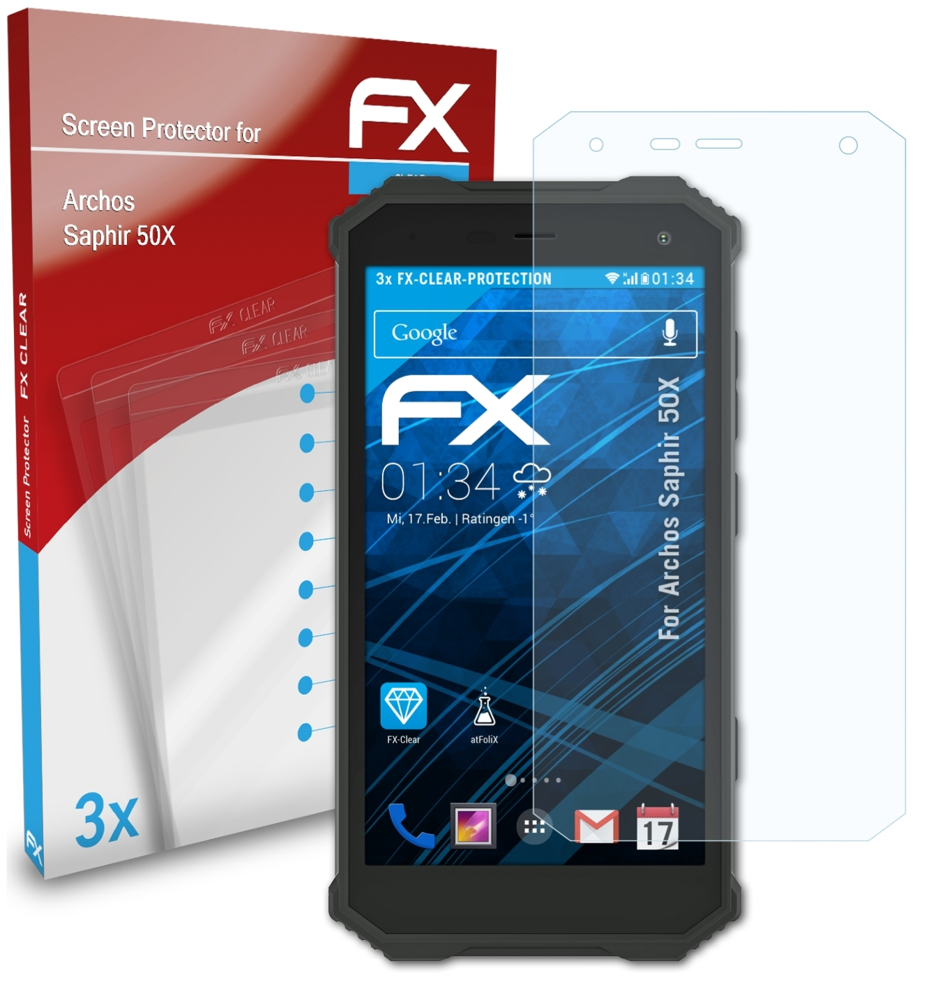 ATFOLIX FX-Clear Archos 50X) 3x Displayschutz(für Saphir