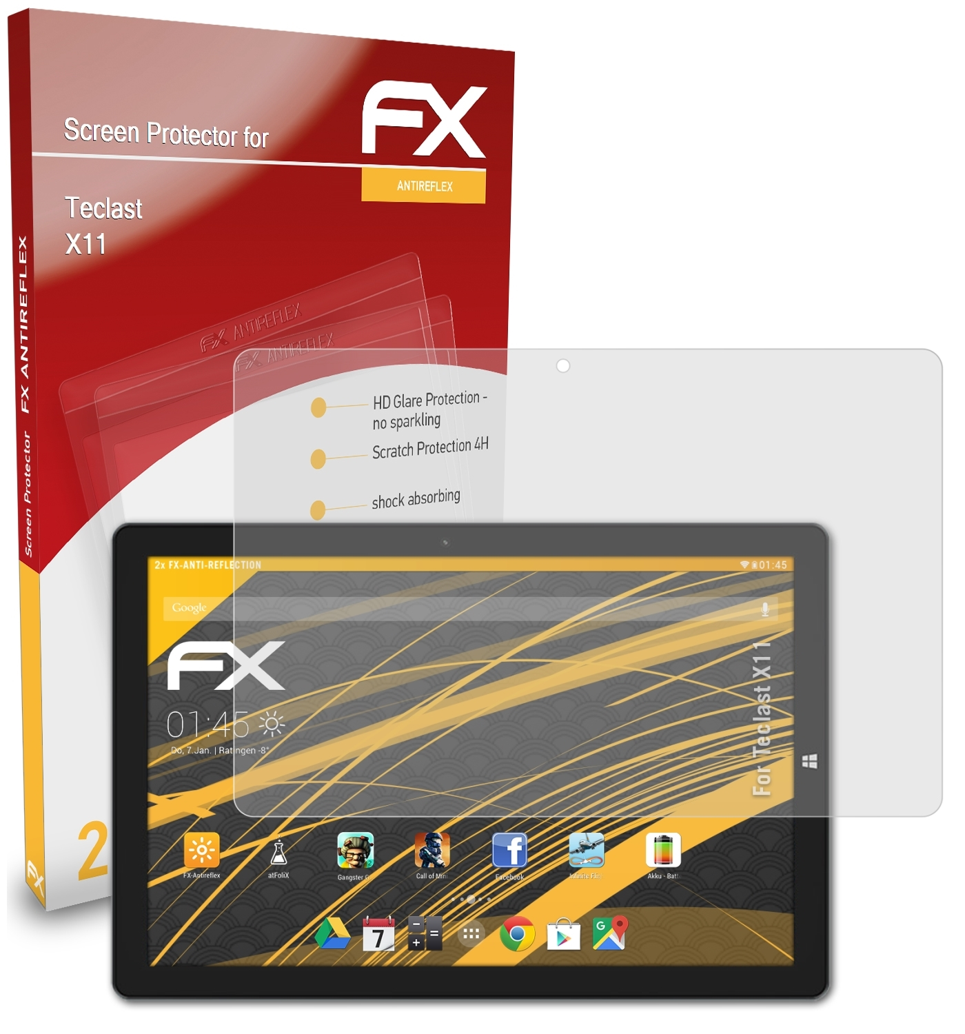 Teclast 2x FX-Antireflex Displayschutz(für ATFOLIX X11)