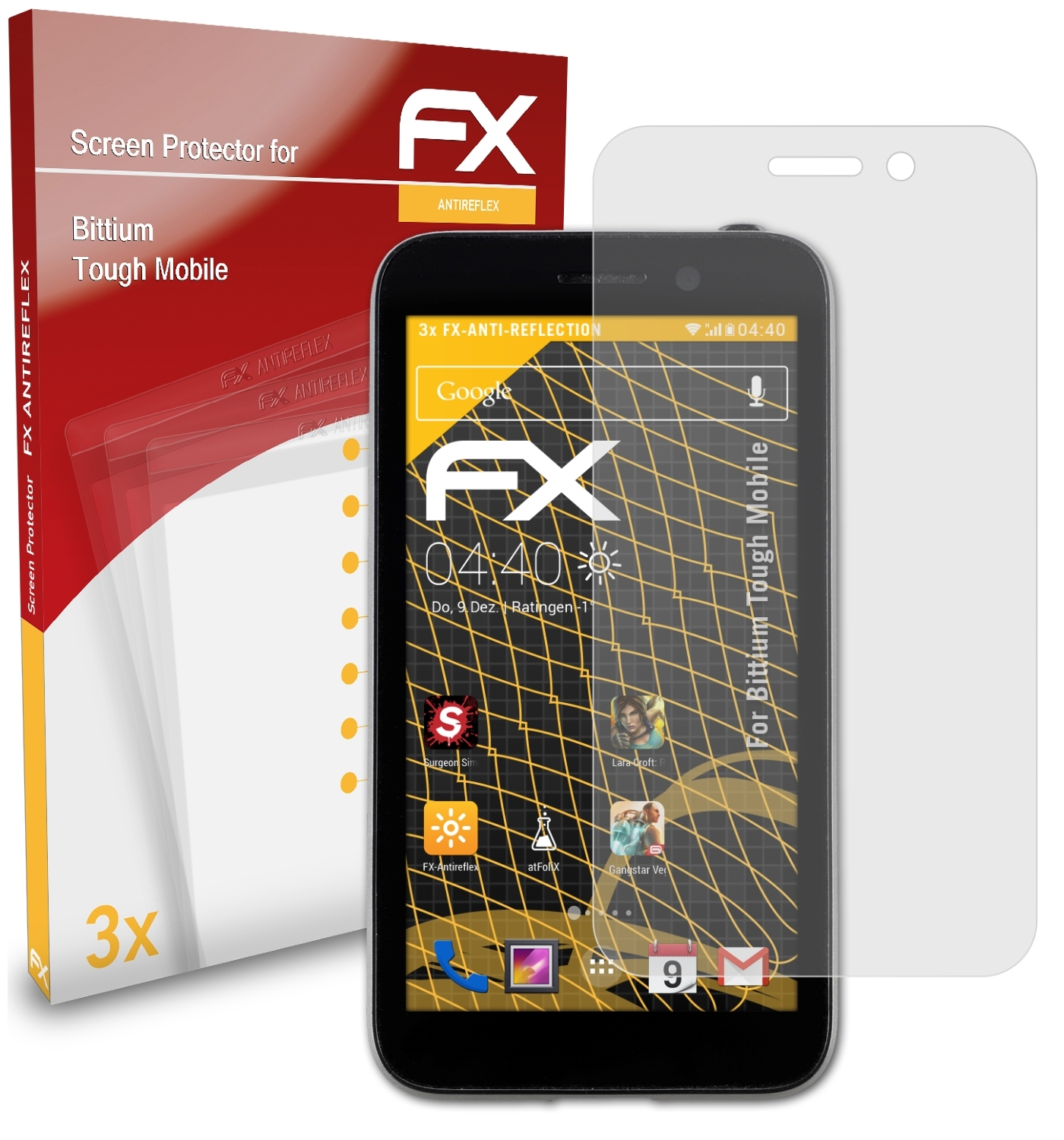 ATFOLIX Tough 3x FX-Antireflex Mobile) Bittium Displayschutz(für
