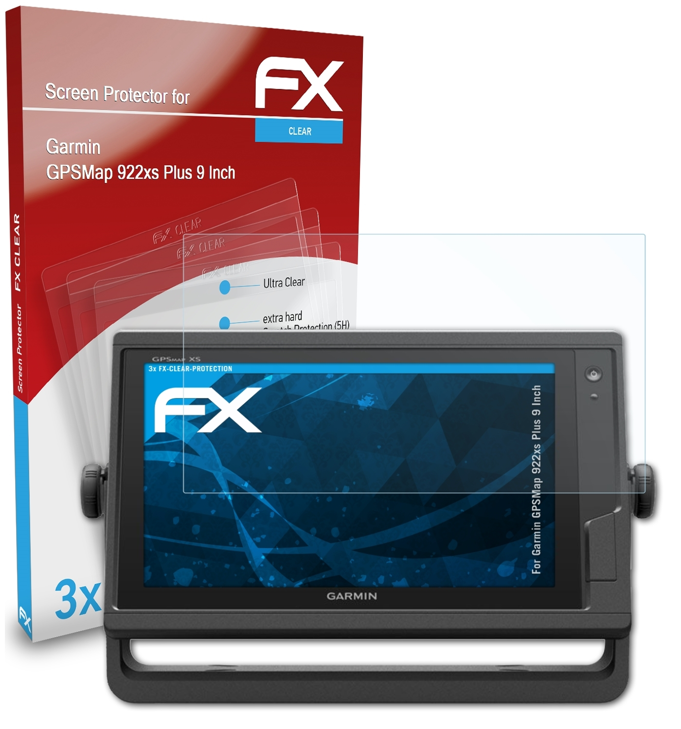 922xs GPSMap FX-Clear Garmin Inch)) (9 3x ATFOLIX Plus Displayschutz(für