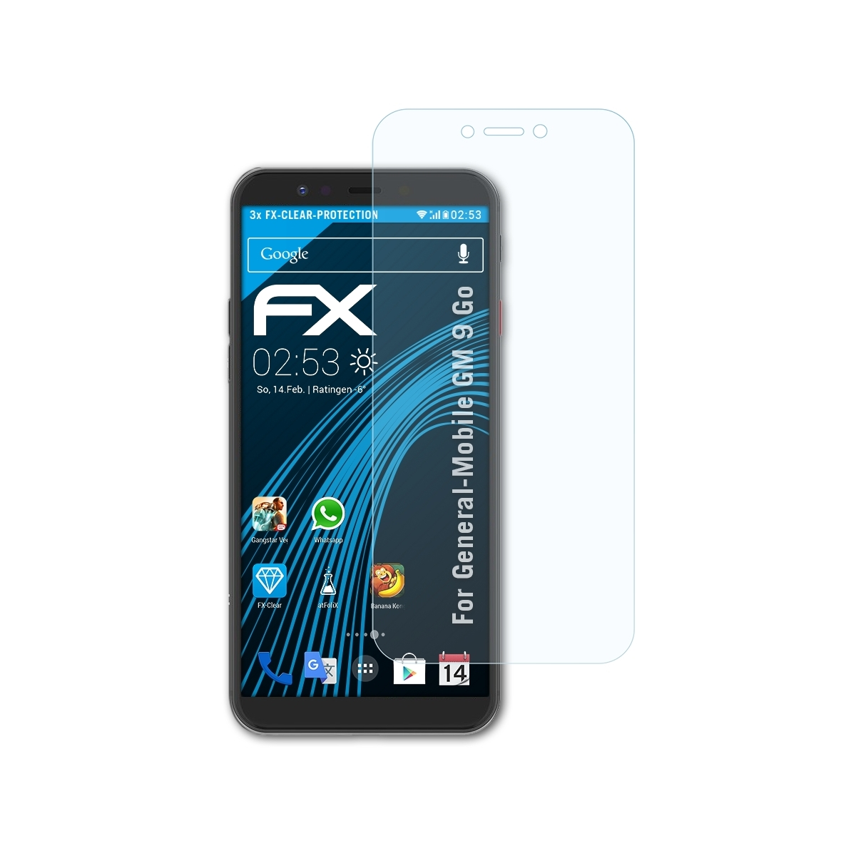 9 Displayschutz(für ATFOLIX GM General-Mobile Go) 3x FX-Clear