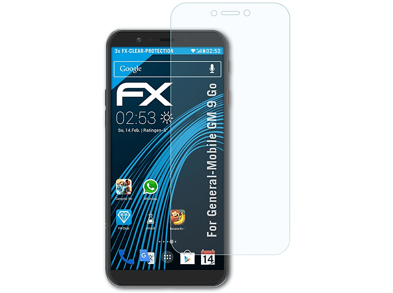 9 Displayschutz(für ATFOLIX GM General-Mobile Go) 3x FX-Clear