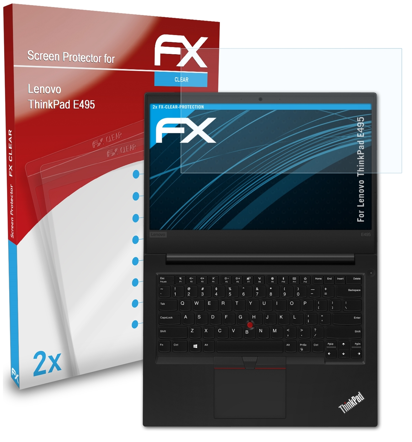 2x ATFOLIX E495) FX-Clear ThinkPad Displayschutz(für Lenovo