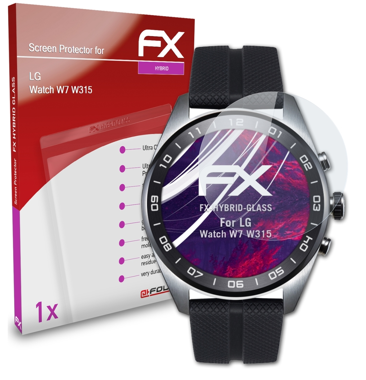 ATFOLIX FX-Hybrid-Glass Schutzglas(für Watch W7 LG (W315))