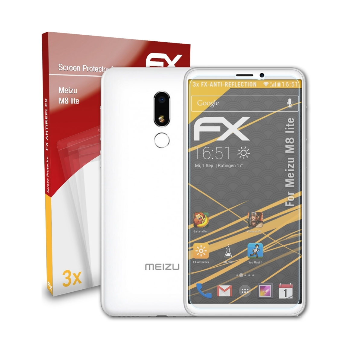 ATFOLIX 3x FX-Antireflex Displayschutz(für Meizu M8 lite)