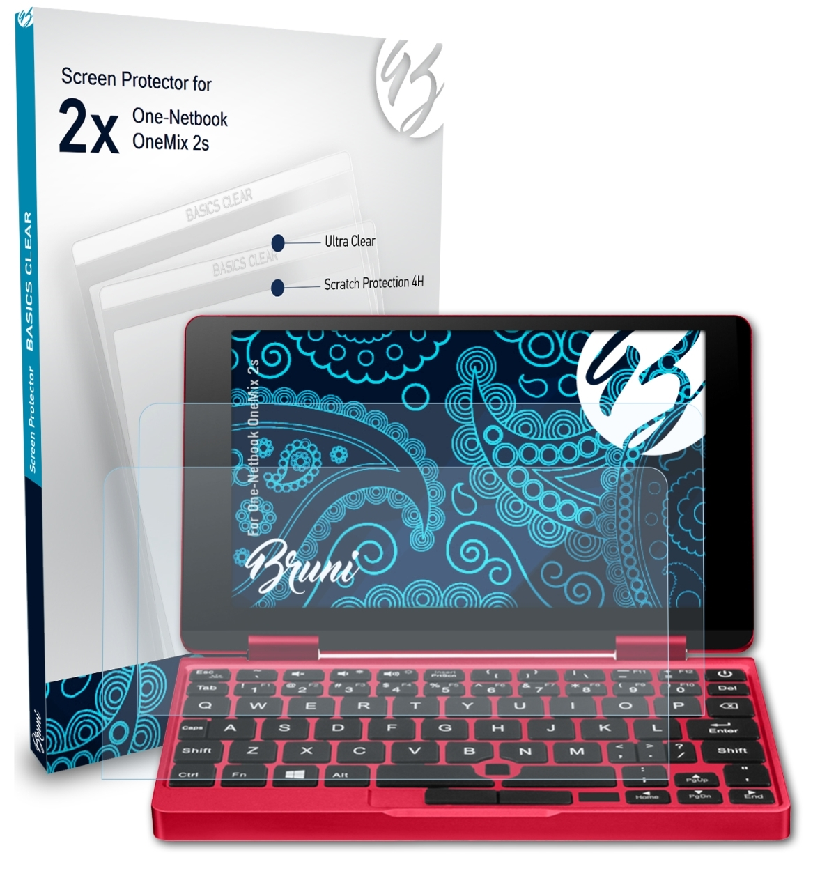 2x OneMix 2s) BRUNI One-Netbook Basics-Clear Schutzfolie(für