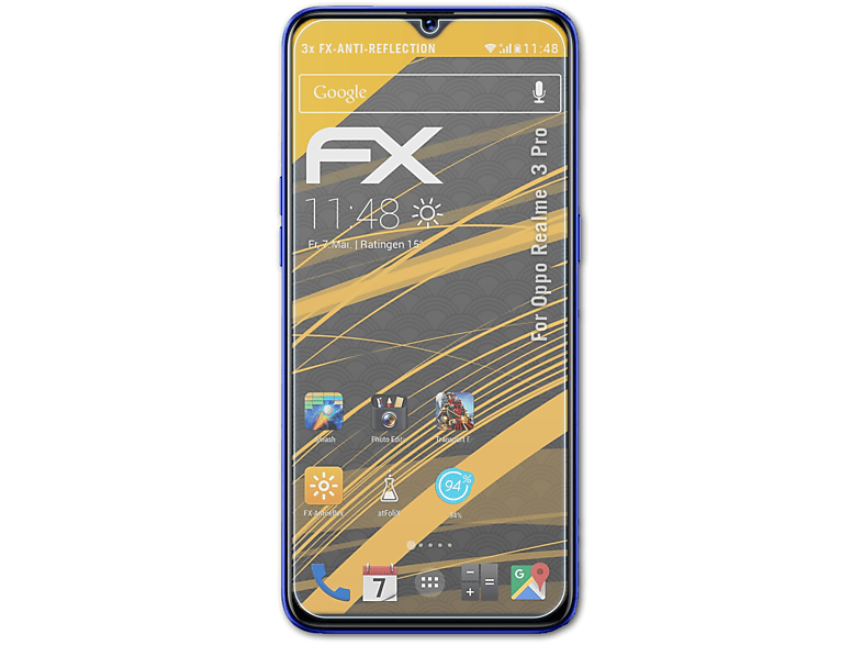 ATFOLIX 3x FX-Antireflex Displayschutz(für Oppo Realme  3 Pro)