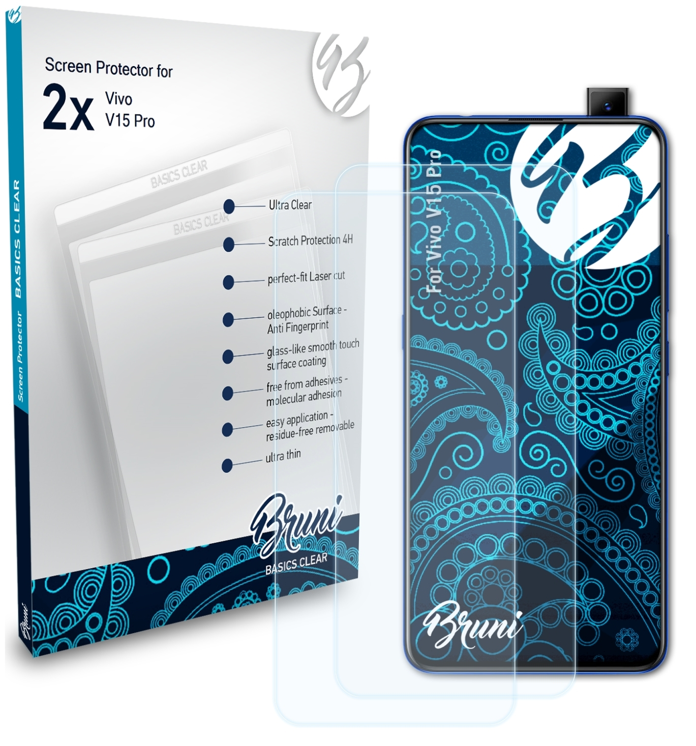 BRUNI 2x Basics-Clear Schutzfolie(für Vivo Pro) V15