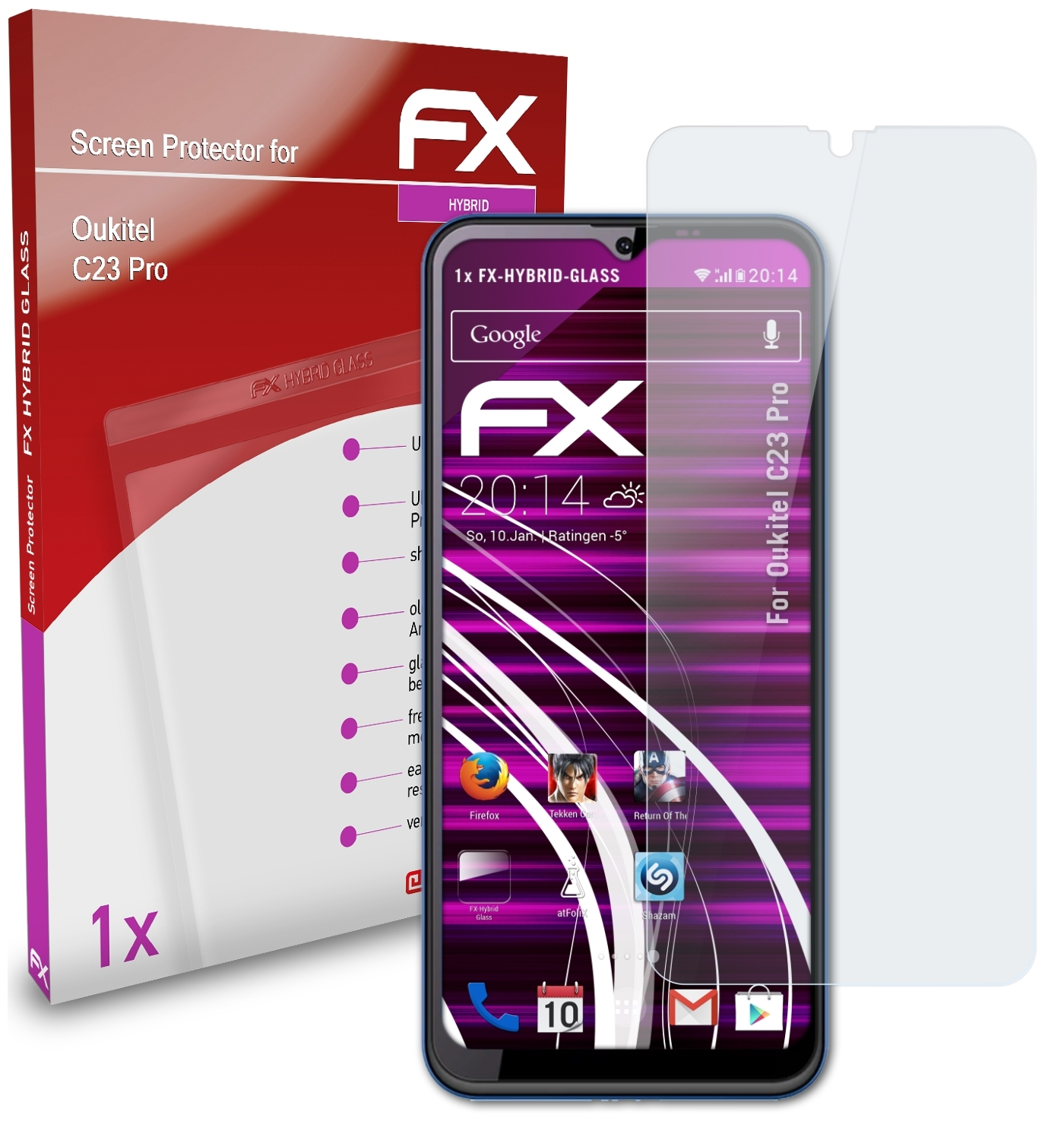 ATFOLIX FX-Hybrid-Glass Schutzglas(für Oukitel C23 Pro)