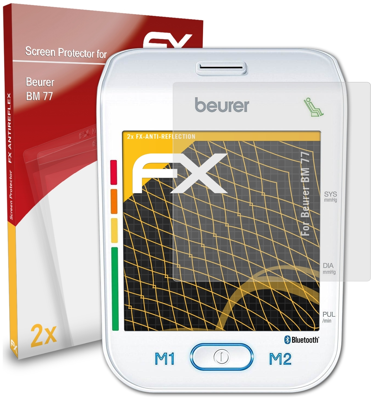 ATFOLIX BM 77) 2x Beurer FX-Antireflex Displayschutz(für
