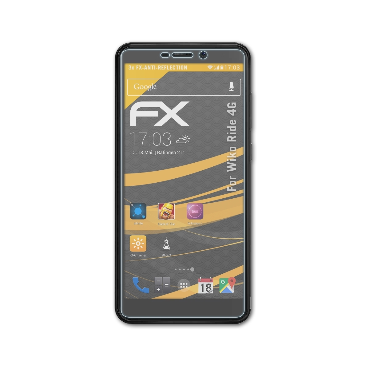 ATFOLIX 3x FX-Antireflex Ride Wiko 4G) Displayschutz(für