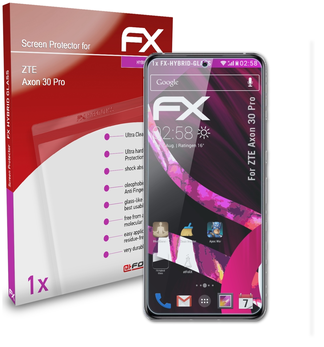 30 Axon ATFOLIX ZTE Pro) FX-Hybrid-Glass Schutzglas(für