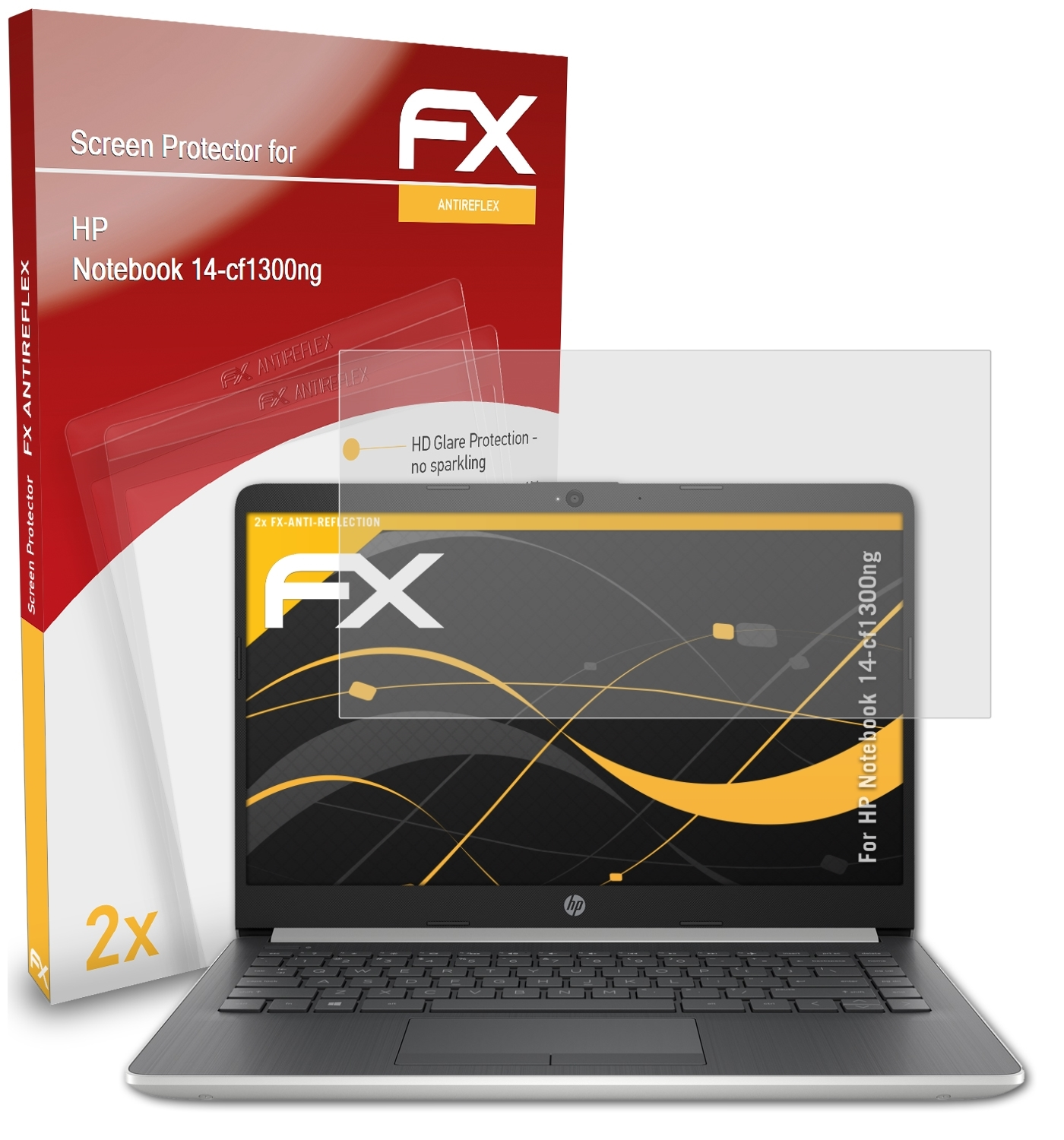 ATFOLIX 2x FX-Antireflex Displayschutz(für HP 14-cf1300ng) Notebook