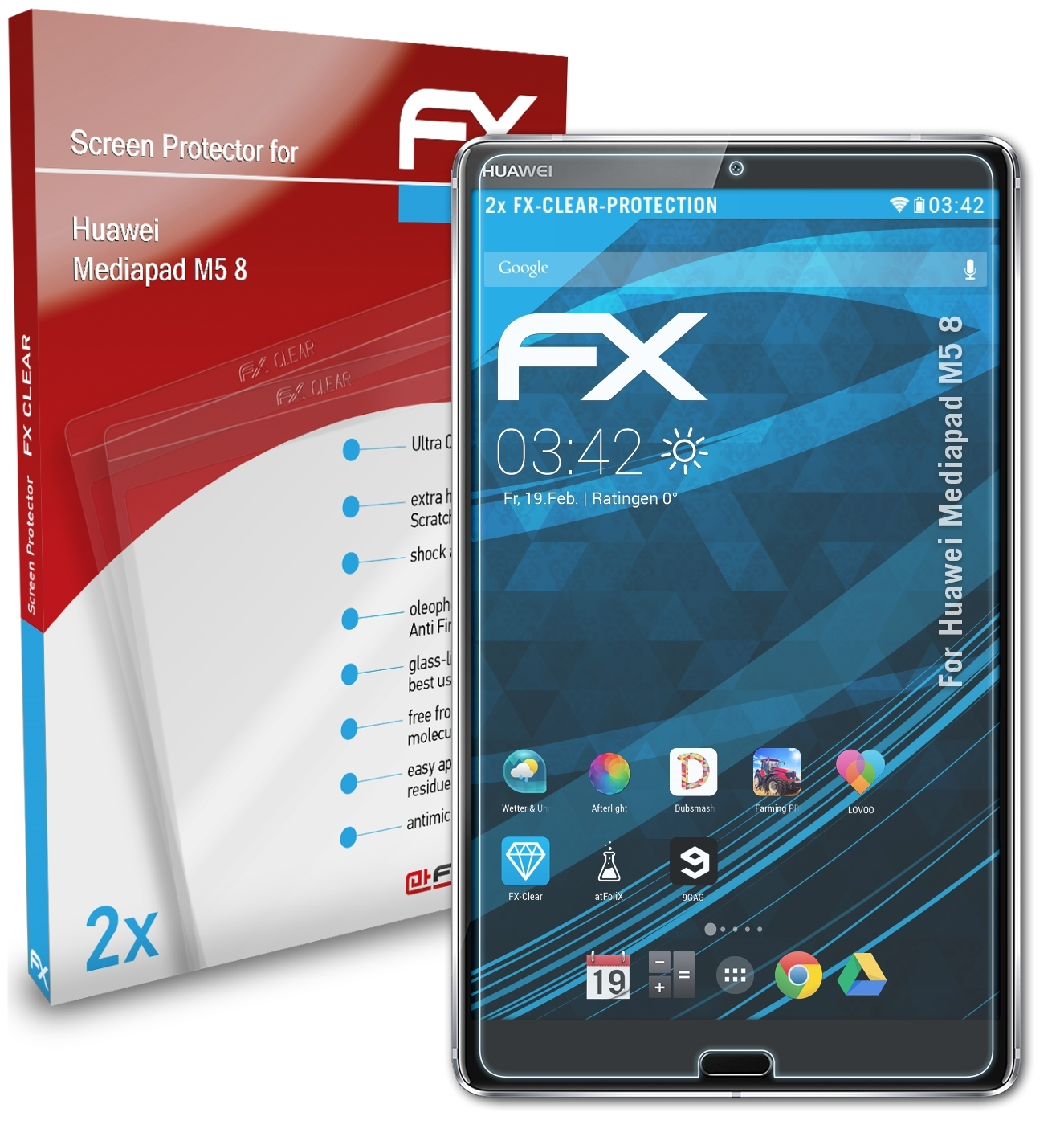 2x Huawei Mediapad 8) Displayschutz(für FX-Clear ATFOLIX M5