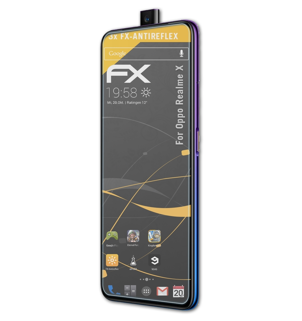 ATFOLIX 3x FX-Antireflex Displayschutz(für Oppo Realme X)