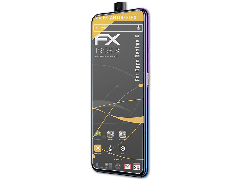 ATFOLIX 3x FX-Antireflex Oppo X) Displayschutz(für Realme