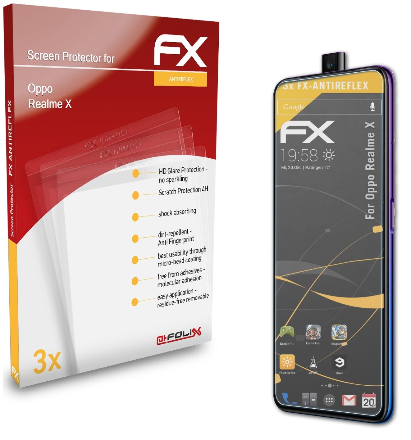 ATFOLIX 3x FX-Antireflex Realme Oppo Displayschutz(für X)