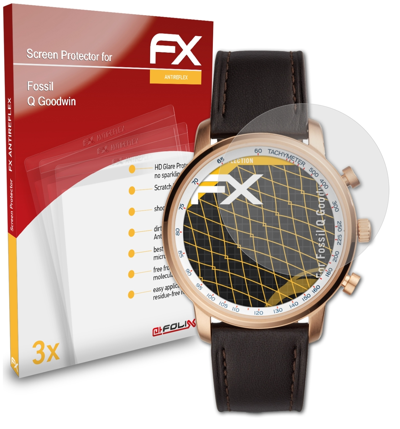ATFOLIX 3x Goodwin) Fossil Displayschutz(für FX-Antireflex Q