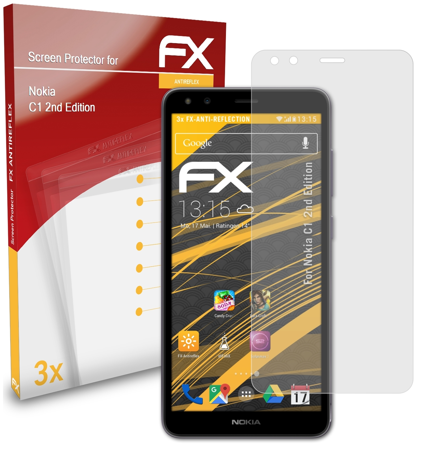 Nokia Edition) ATFOLIX 2nd 3x FX-Antireflex C1 Displayschutz(für