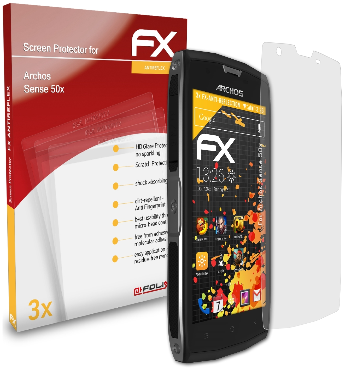 ATFOLIX 3x FX-Antireflex Sense Archos 50x) Displayschutz(für