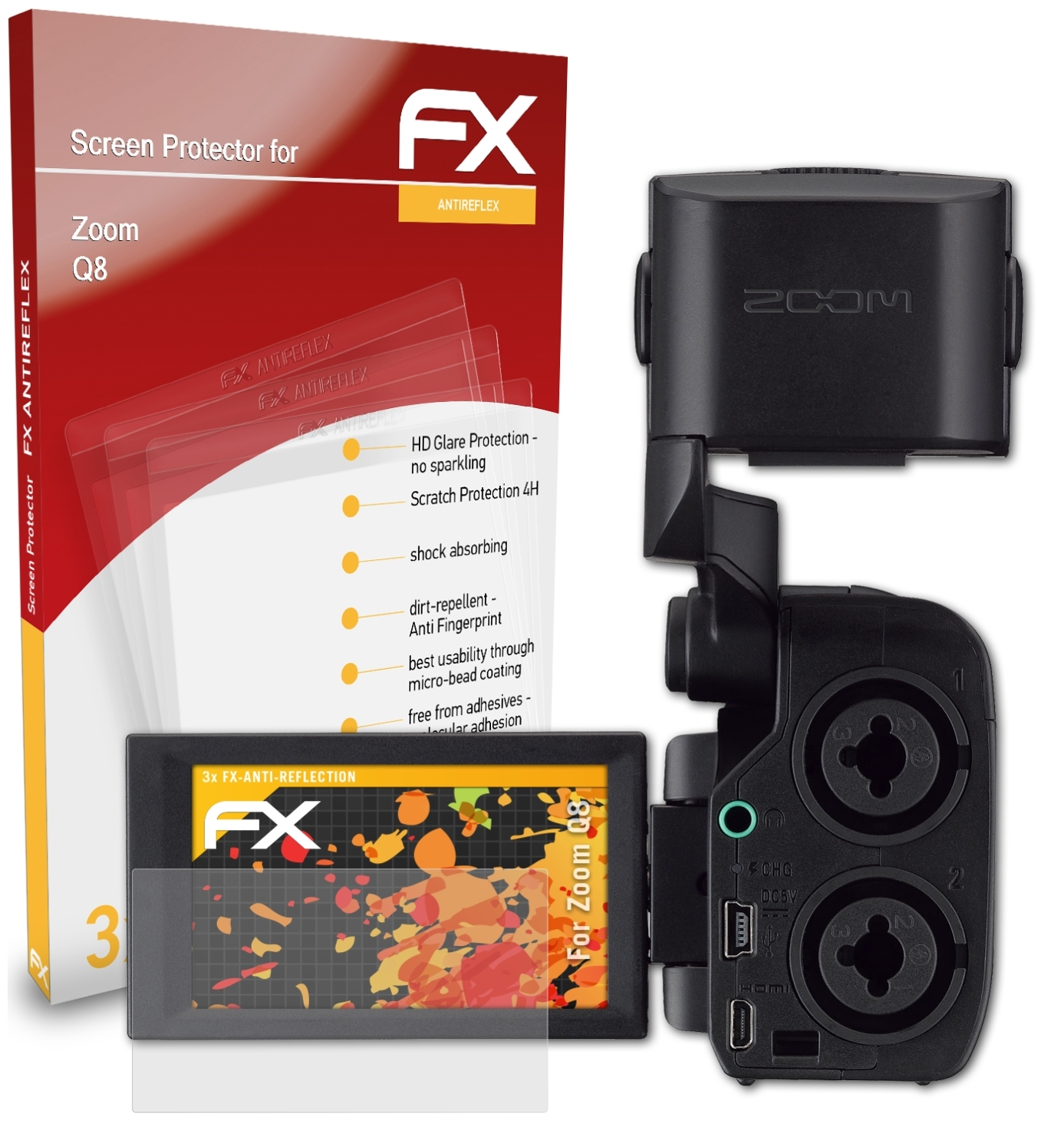 ATFOLIX 3x FX-Antireflex Displayschutz(für Q8) Zoom