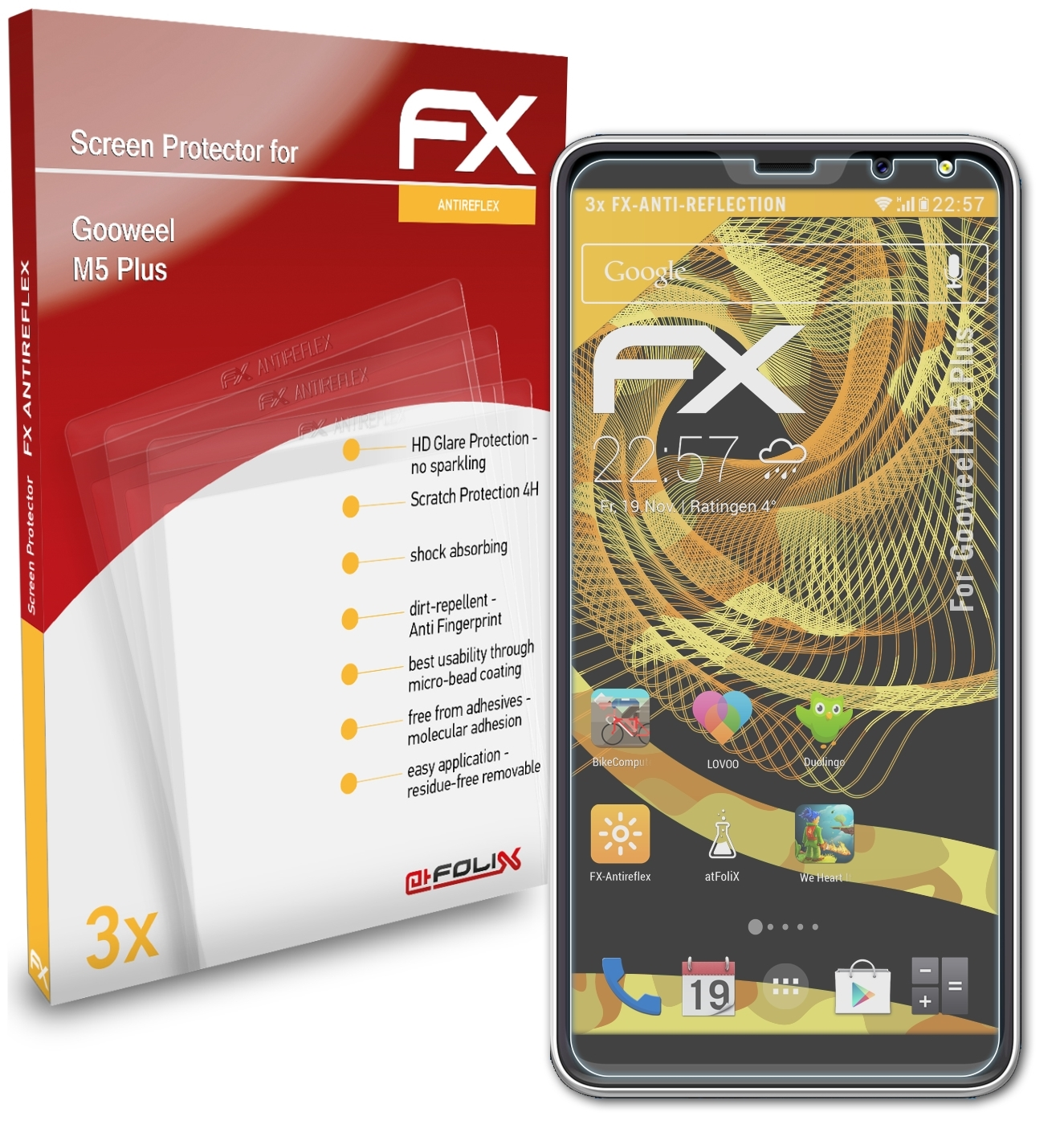 FX-Antireflex Plus) ATFOLIX 3x Displayschutz(für M5 Gooweel