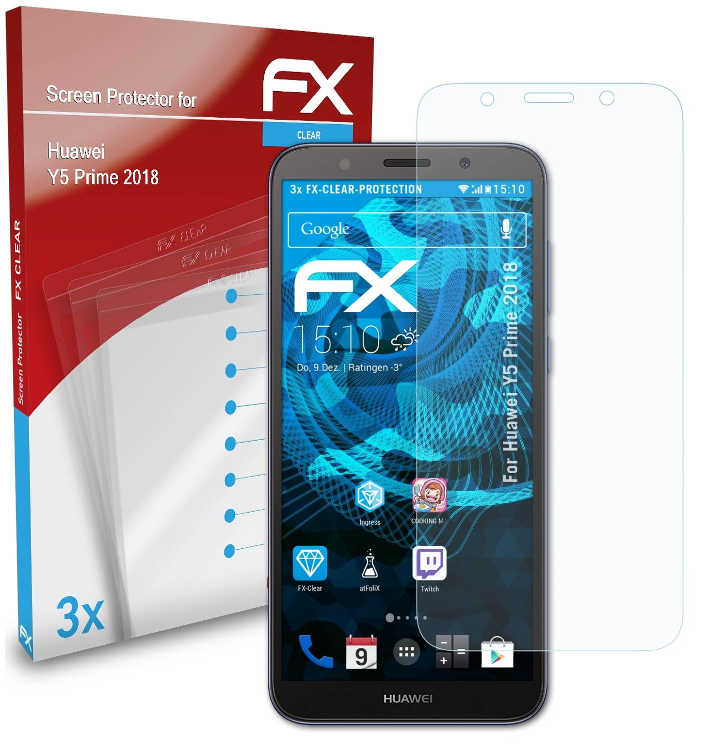 Huawei 3x FX-Clear Displayschutz(für 2018) Y5 Prime ATFOLIX