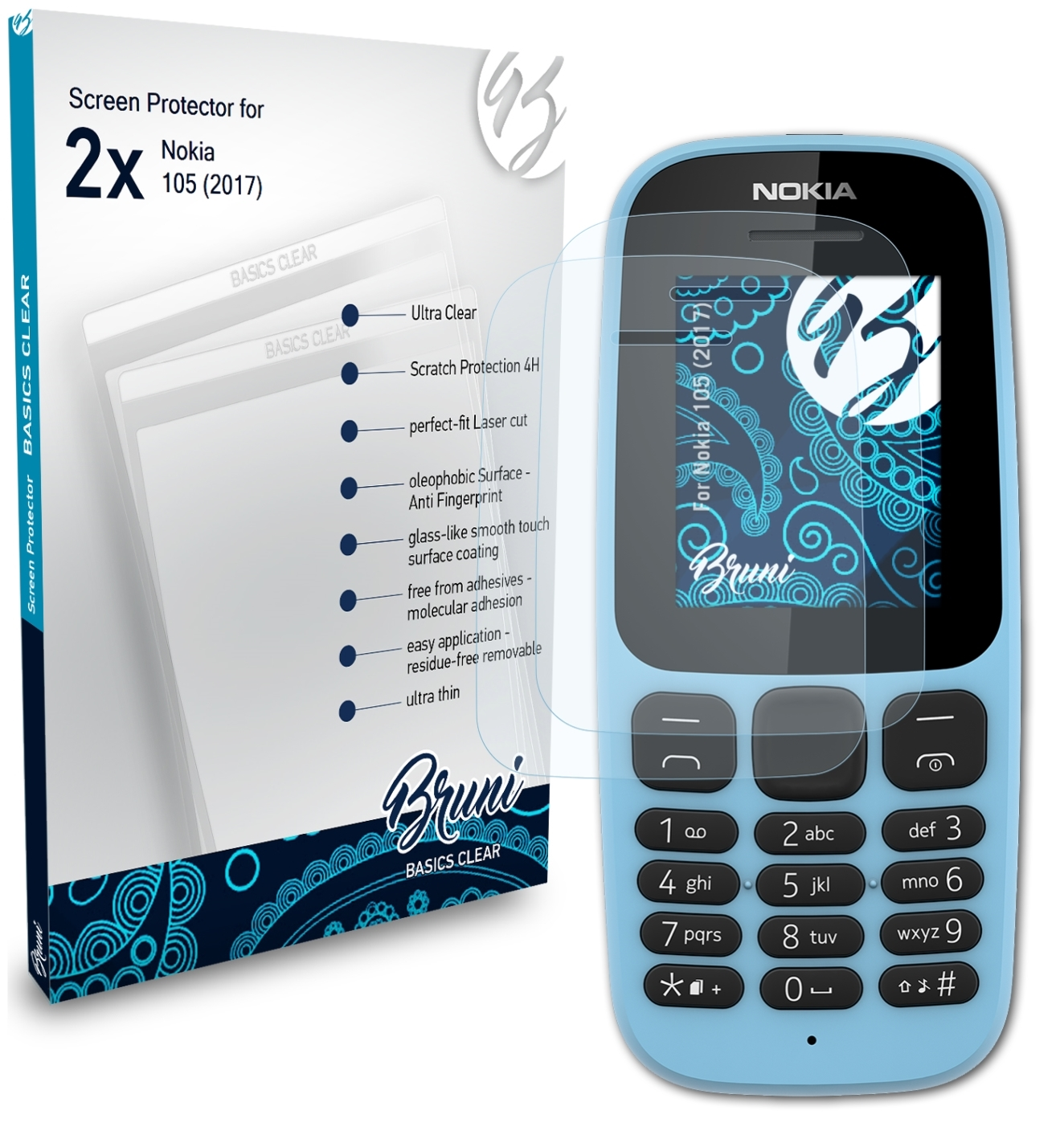 Basics-Clear Nokia Schutzfolie(für 105 BRUNI 2x (2017))