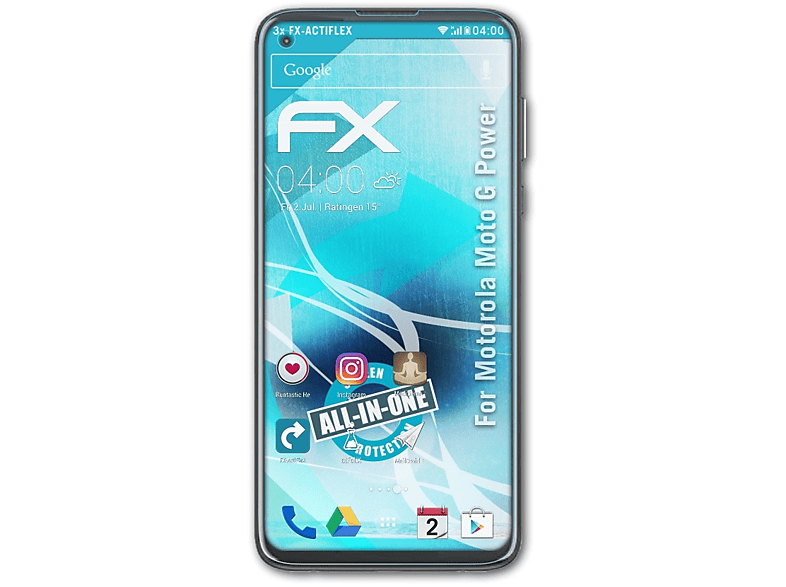 ATFOLIX 3x Moto Motorola Power) G Displayschutz(für FX-ActiFleX