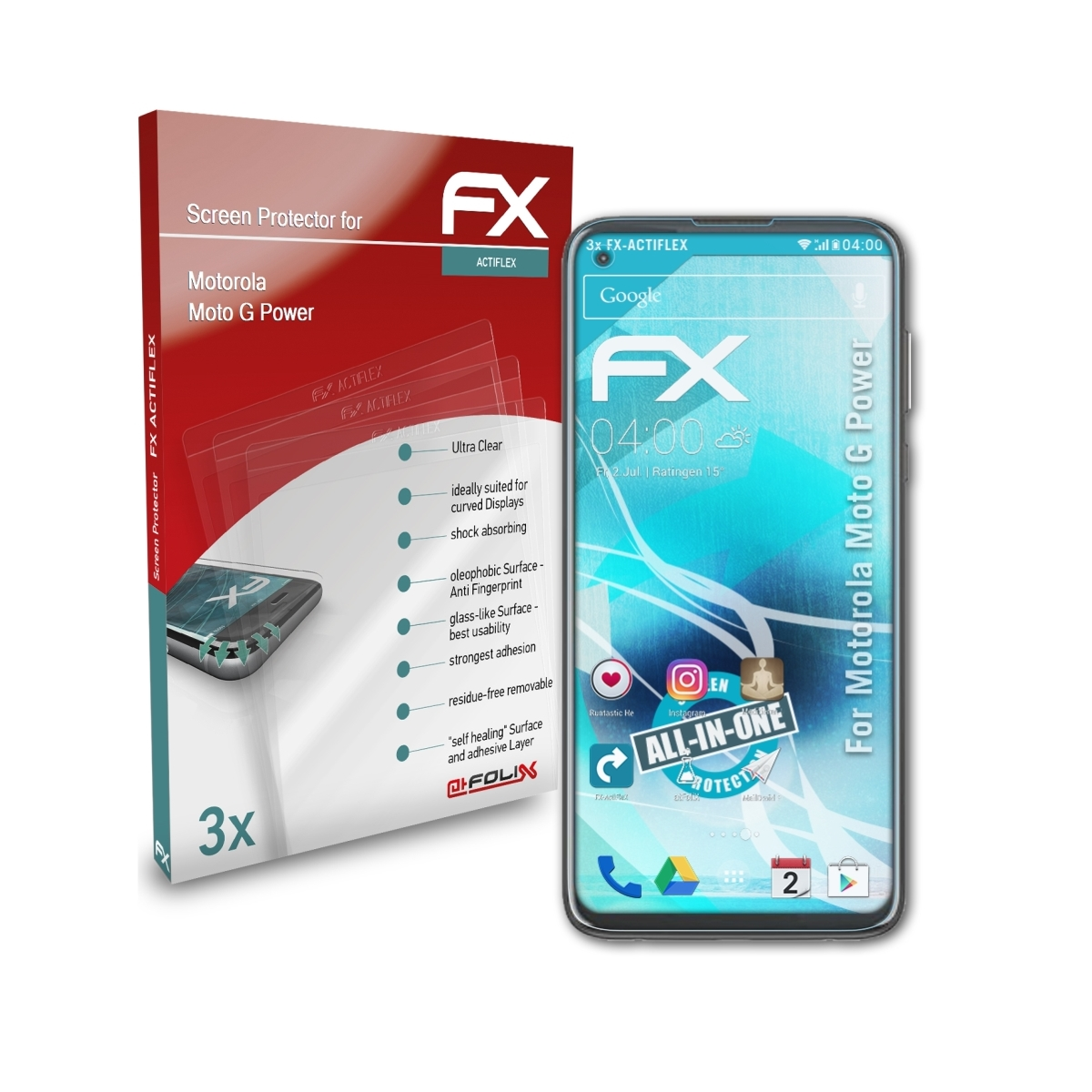 Displayschutz(für Moto Motorola G FX-ActiFleX Power) 3x ATFOLIX