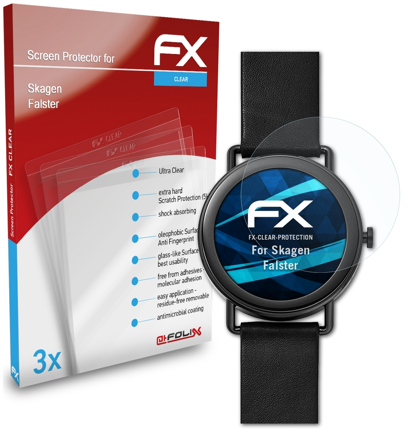 FX-Clear 3x Skagen Falster) Displayschutz(für ATFOLIX