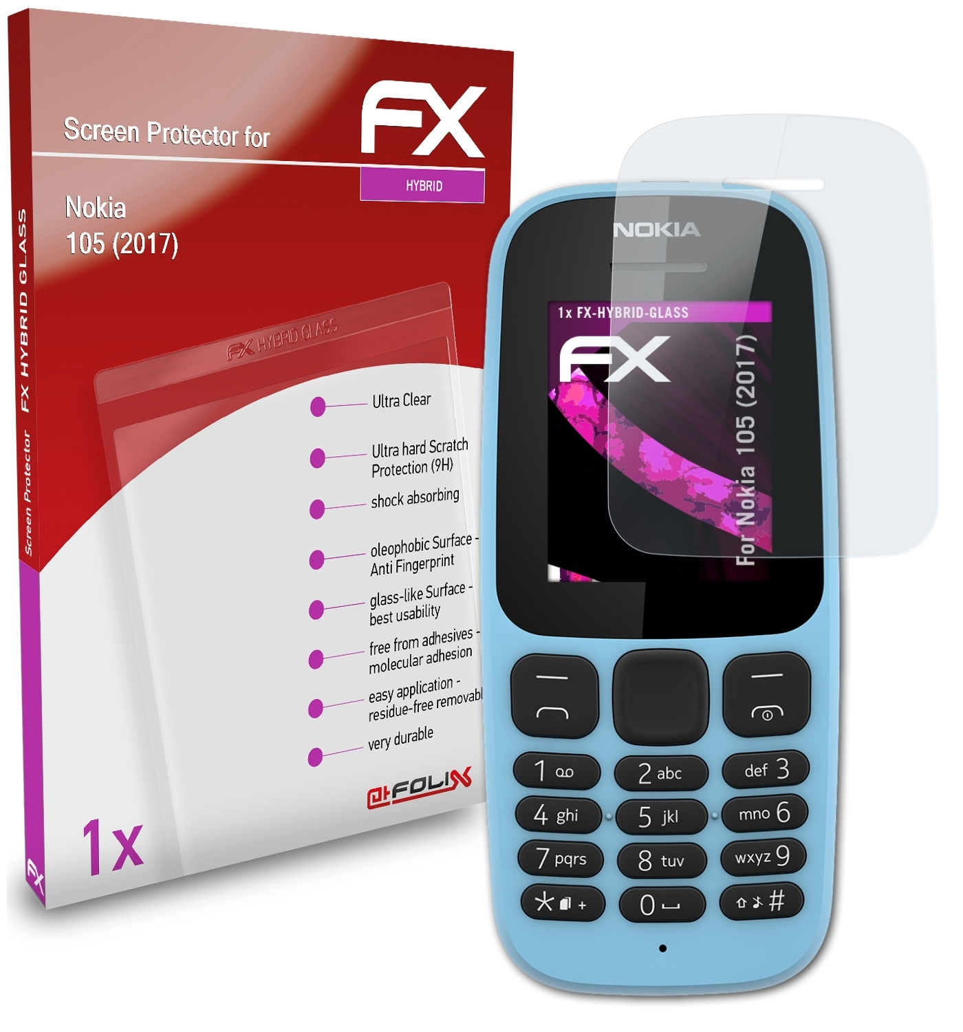 ATFOLIX FX-Hybrid-Glass Nokia (2017)) Schutzglas(für 105