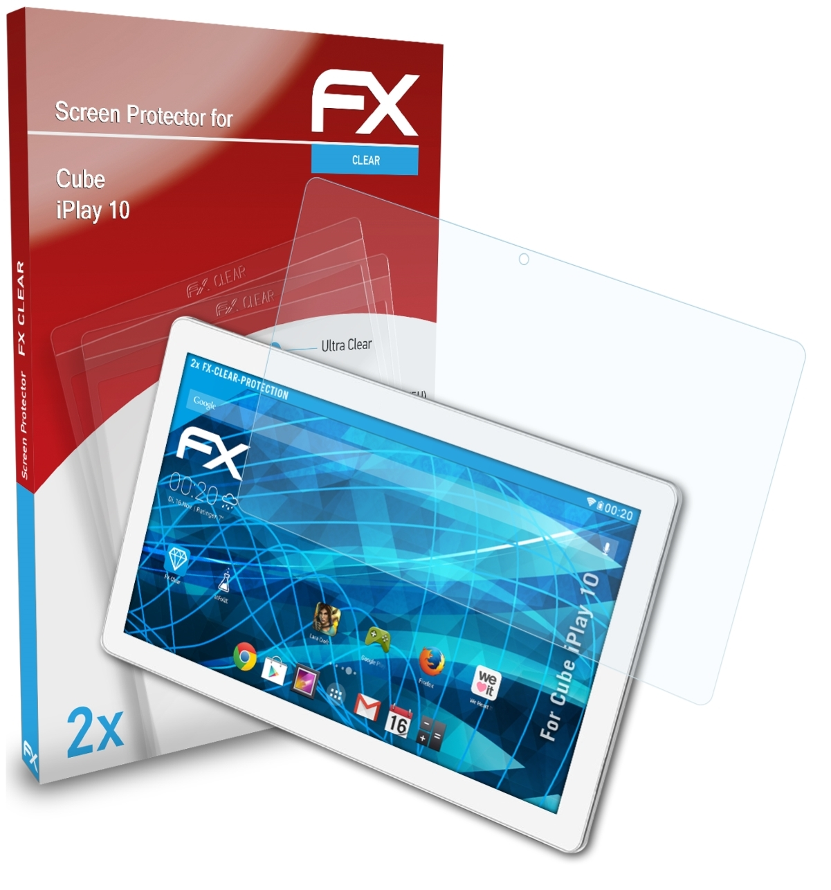 FX-Clear Displayschutz(für 10) ATFOLIX 2x Cube iPlay