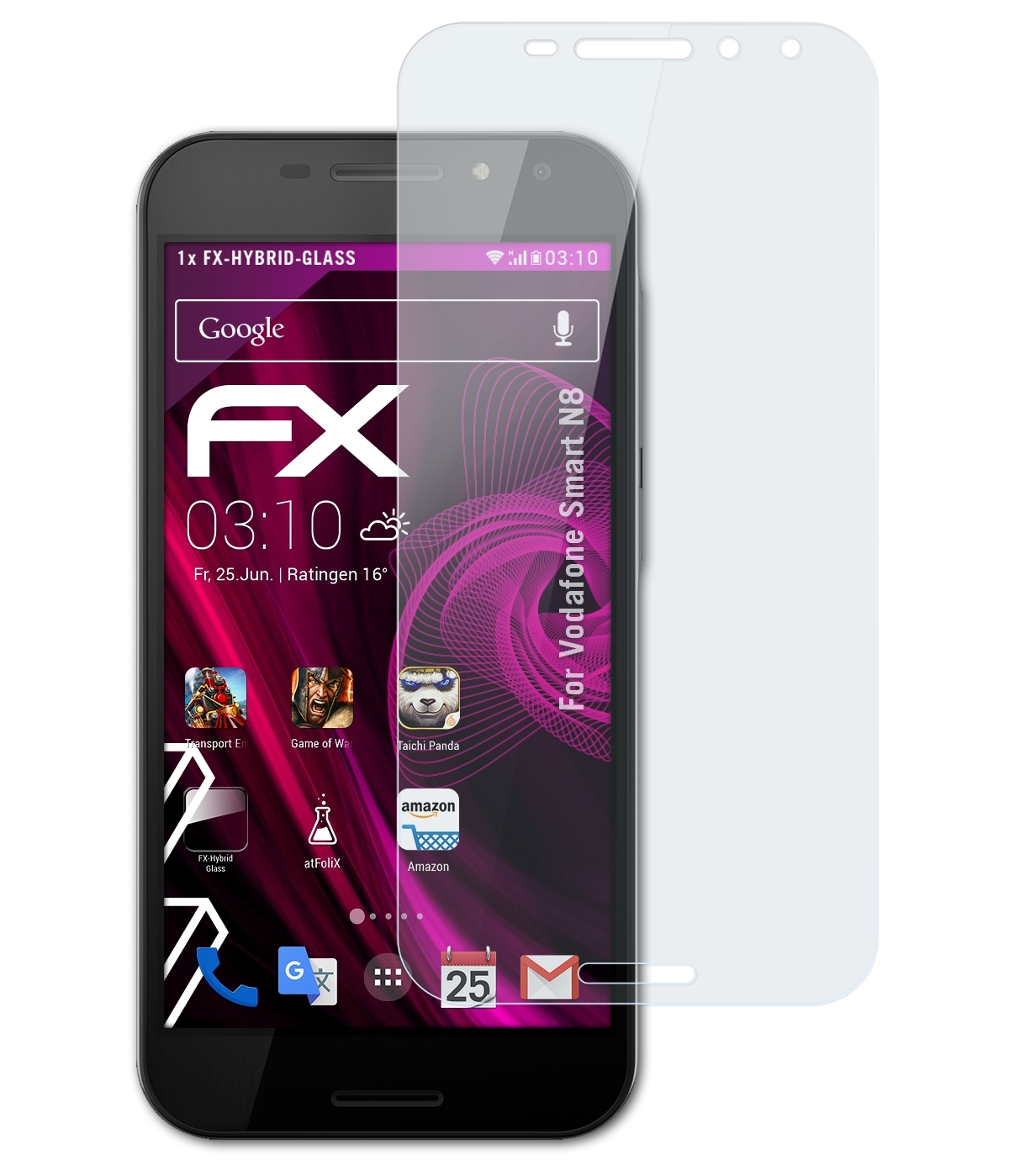 Smart N8) FX-Hybrid-Glass ATFOLIX Vodafone Schutzglas(für