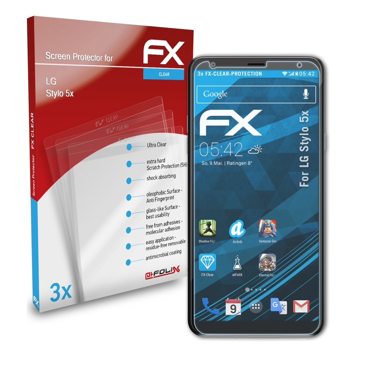 Displayschutz(für 5x) Stylo LG 3x ATFOLIX FX-Clear