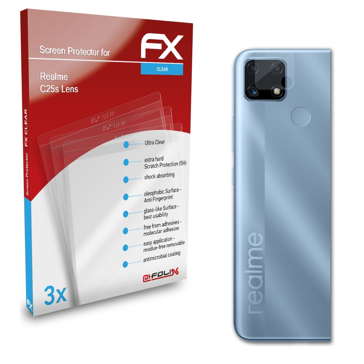 FX-Clear 3x (Lens)) C25s Displayschutz(für ATFOLIX Realme