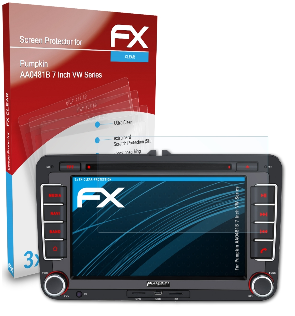 ATFOLIX 3x FX-Clear Displayschutz(für Inch) 7 Pumpkin AA0481B