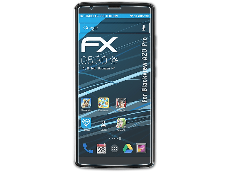 ATFOLIX 3x FX-Clear Blackview Pro) A20 Displayschutz(für