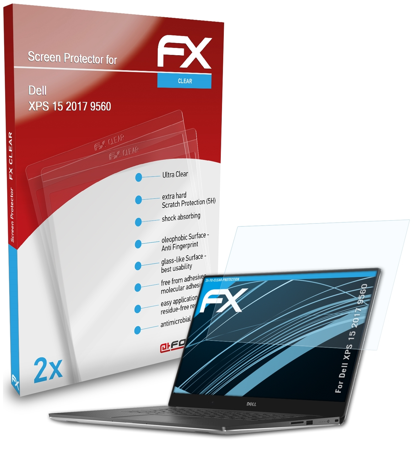 Displayschutz(für 15 Dell 2x XPS 2017 (9560)) FX-Clear ATFOLIX