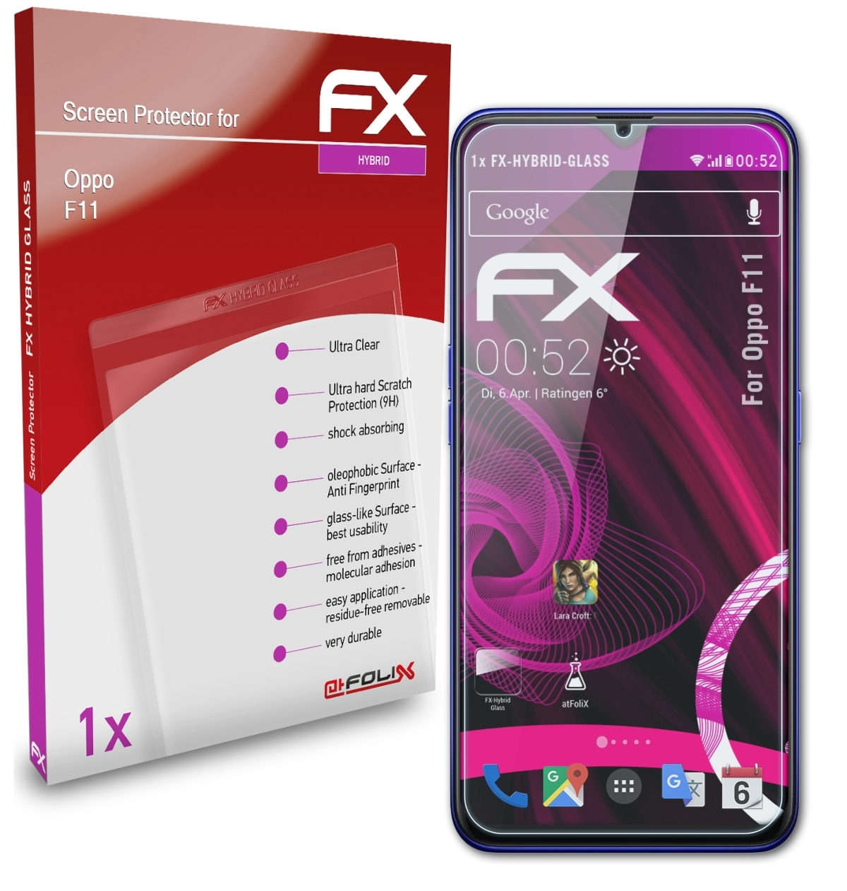 FX-Hybrid-Glass Oppo F11) Schutzglas(für ATFOLIX