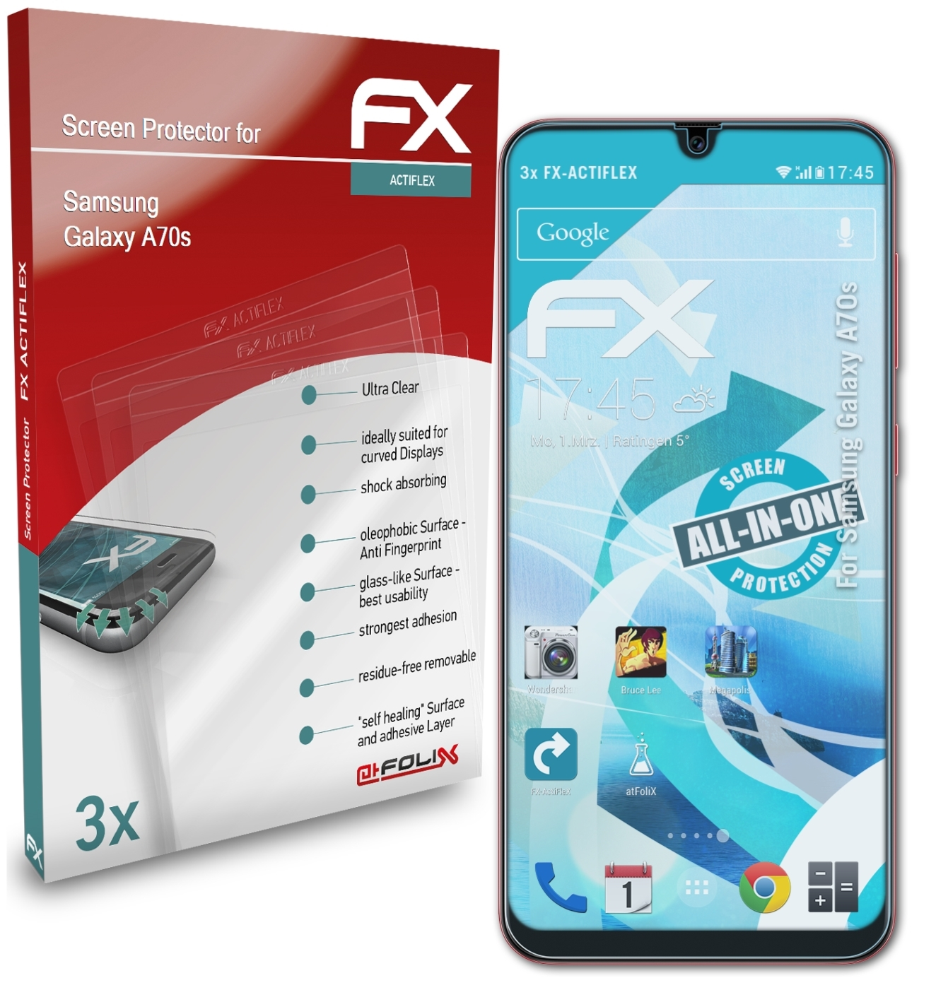 3x Samsung FX-ActiFleX ATFOLIX Galaxy Displayschutz(für A70s)