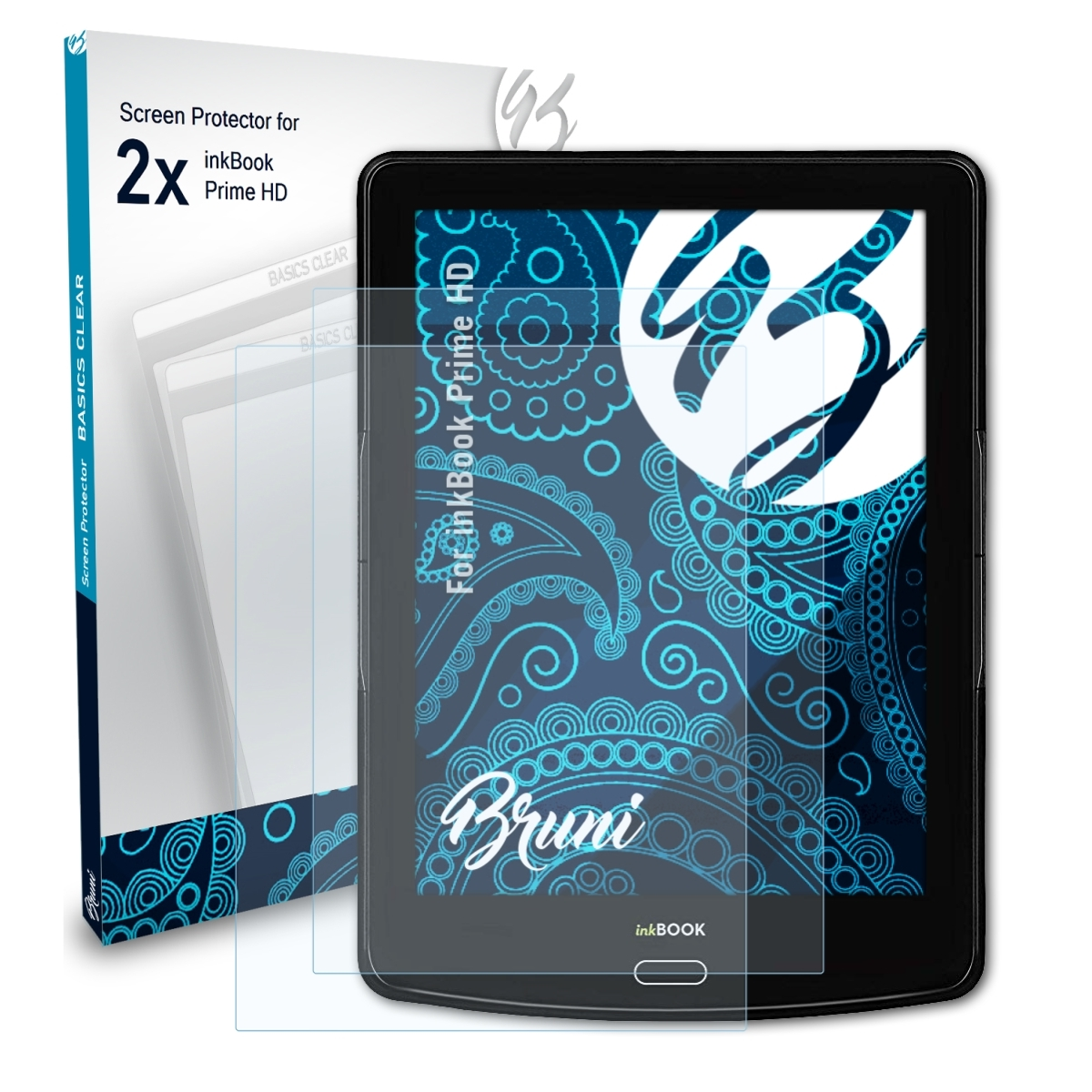 2x BRUNI HD) Basics-Clear Schutzfolie(für Prime inkBook