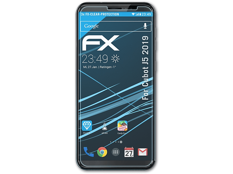 J5 Cubot FX-Clear 3x Displayschutz(für (2019)) ATFOLIX