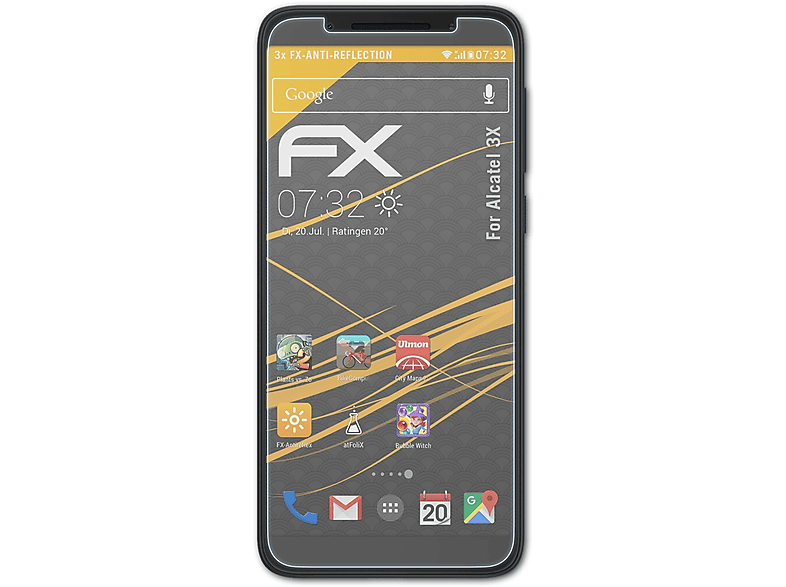ATFOLIX 3x FX-Antireflex Displayschutz(für Alcatel 3X)