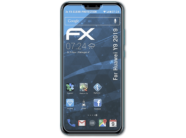 ATFOLIX 3x FX-Clear Displayschutz(für Huawei (2019)) Y9