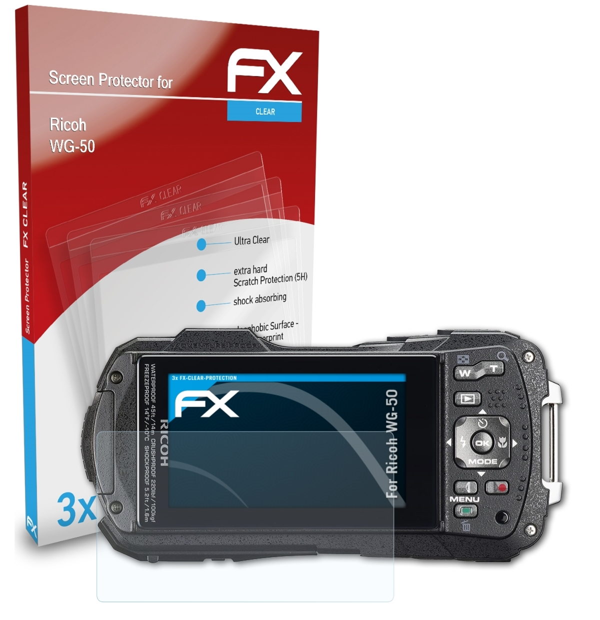 ATFOLIX 3x FX-Clear Displayschutz(für WG-50) Ricoh