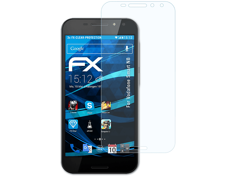 ATFOLIX 3x FX-Clear Displayschutz(für Vodafone Smart N8)