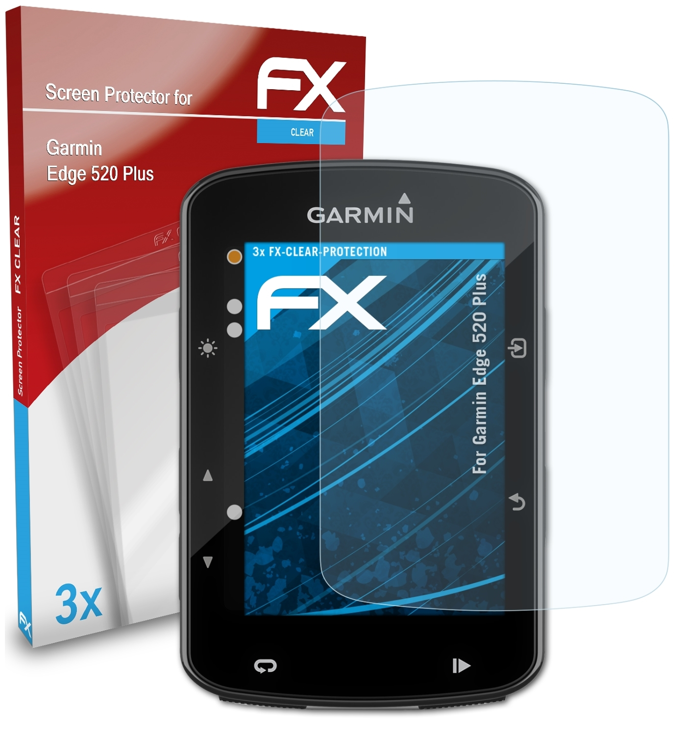 Plus) 3x Displayschutz(für 520 Garmin Edge ATFOLIX FX-Clear