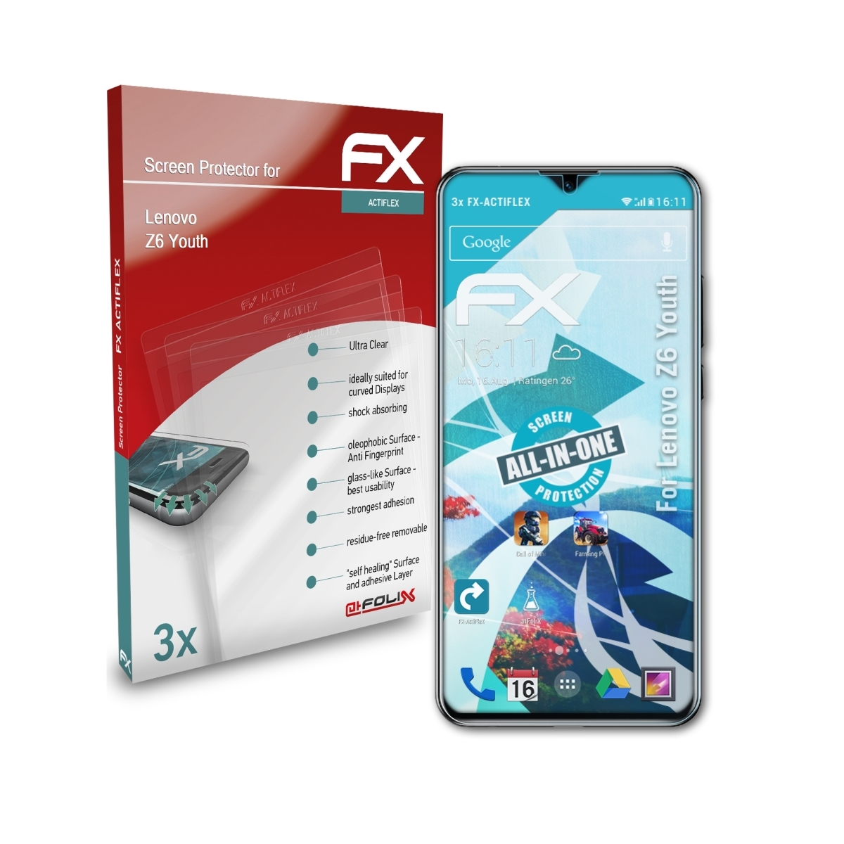 ATFOLIX 3x FX-ActiFleX Lenovo Z6 Youth) Displayschutz(für